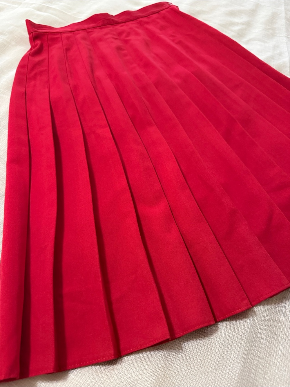 VNTG St Michael Red Pleated Midi Skirt - Made in UK - Dark Academia Preppy - Picture 9 of 11